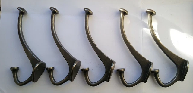 6 X Art Nouveau Style Cast Iron Coat Hooks Vintage Style, Plain elegant, Simple