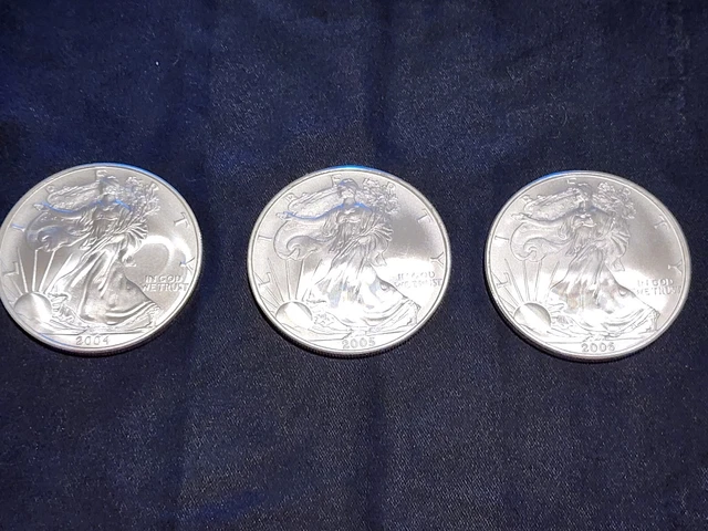 2004, 05, 06 American Eagle Silver Dollars Uncirculated Awesome Collection