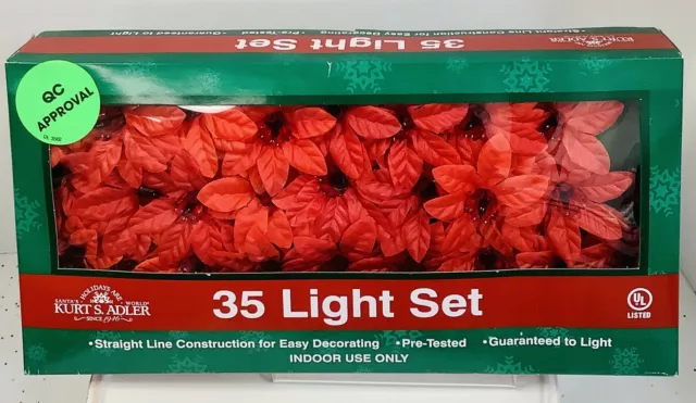 Kurt S. Adler Red String Light Poinsettia Christmas 35 Light Set