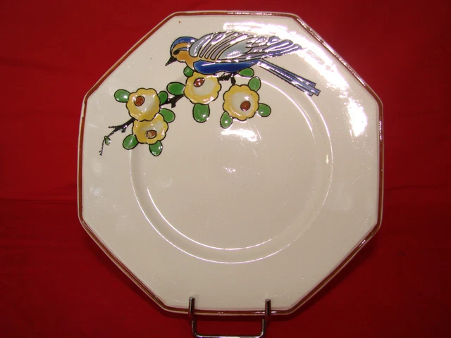 Ancienne assiette dessert Emaux Longwy oiseau Faience Ceramique N°2 - Old plate