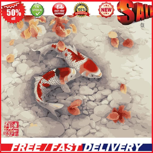 Painting By Numbers Kit DIY Fish Leaf Canvas Oil Wall Art Picture Gift Ornaments