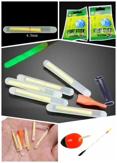 50Pcs Clip On Night Fishing Float Fluorescent Light Lightstick Dark Glow Stick