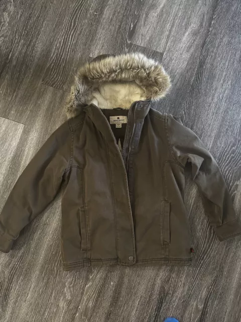 Woolrich Womens Faux Fur Lined Jacket Faux Fur Trim Hood Size S