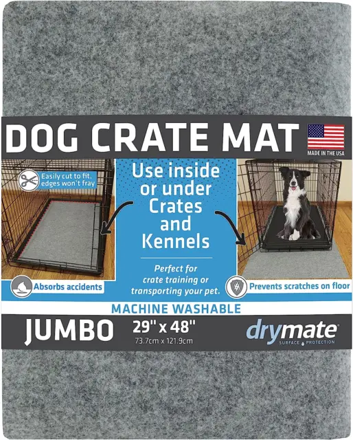 Drymate Dog Crate Mat Liner, Absorbs Urine, Waterproof, Non-Slip, Washable Puppy