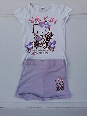 Hello Kitty Girl Summer Skirt & Top Set Outfit Size 10 Years 100% Cotton