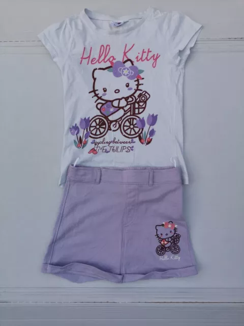 Hello Kitty Summer Set Outfit Skirt & Top Girl Size 10 Years 100% Cotton