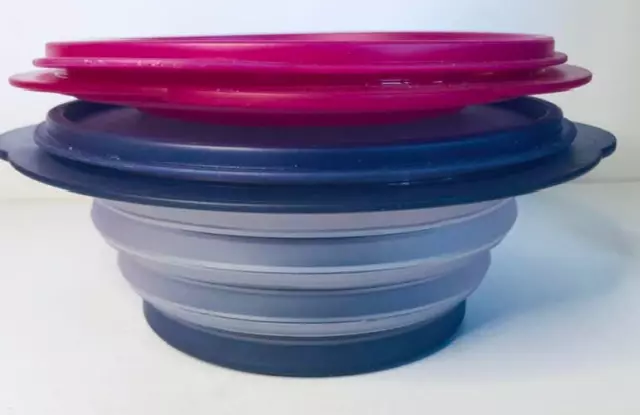 TUPPERWARE GO FLEX BOWL X2  COLLAPSIBLE Purple/Pink 950 MLS