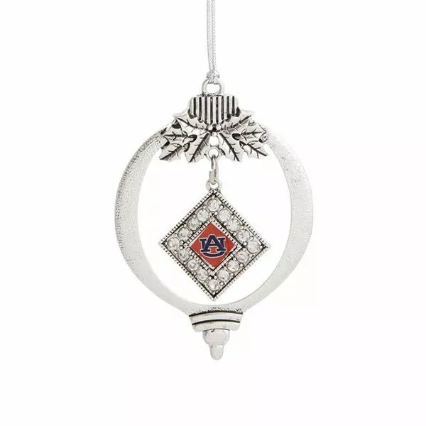 AUBURN TIGERS PEWTER 3" BALL CHRISTMAS ORNAMENT RHINESTONE PENDANT Team Fan GIFT