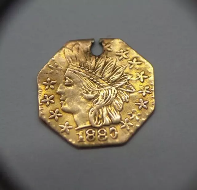1880 Cal California Gold 1/4 Dollar Octagon Coin 11k Gold  .124 grams - B614