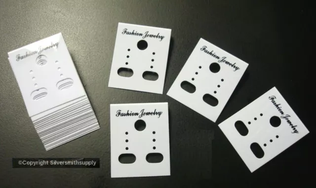 100 White acrylic earring display cards pierced clip on jewelry display JD035B