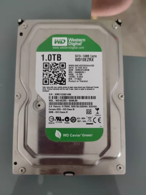 Western Digital Disque dur interne Caviar Green 1 To (WD10EZRX) Smart Ok Exp Rap