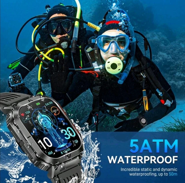 SMARTWATCH FOR MEN hd5atm waterproof outdoor rugged smartwatch