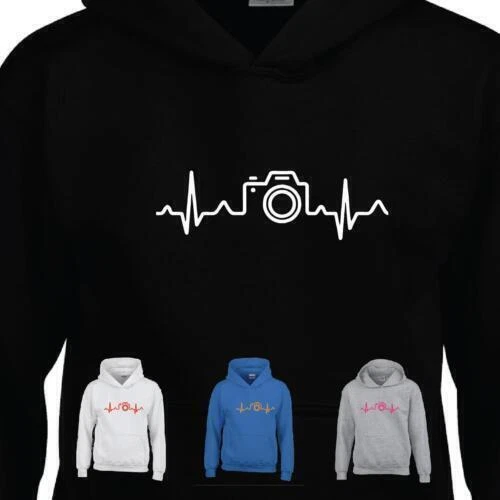Photography Heartbeat Camera Mens Women Kids Hoodie Love Photographer Tee Gift