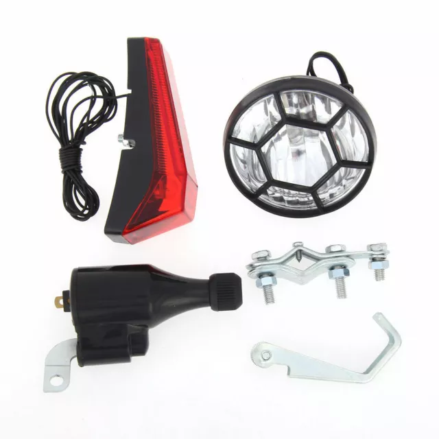 Bike Bicycle Generator Dynamo Kit Headlight Front Tail Rear Light Lamp Set