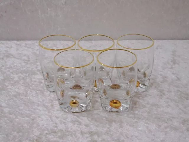 5 X Bohemia Design Whisky Vetro - Decorazione Dorata - Vintage - 7 CM - Louie