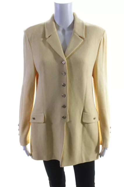 St. John Collection By Marie Gray Womens Santana Knit Jacket Yellow Size 10