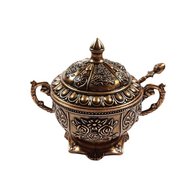 Turkish Delight and Sugar Bowl Pot Decorative Medieval Style With Spoon