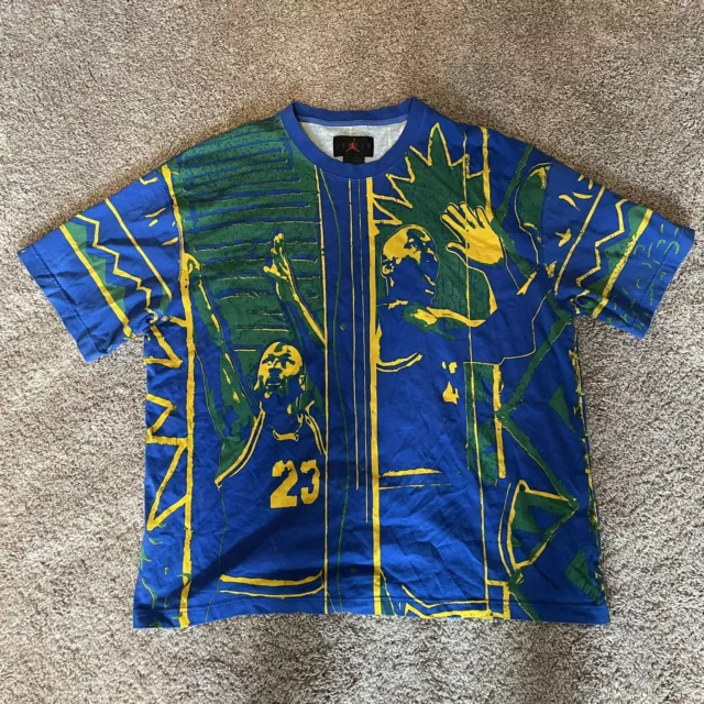 Nike Air Jordan DNA Brazil Blue/Green/Yellow T-Shirt Mens size XL