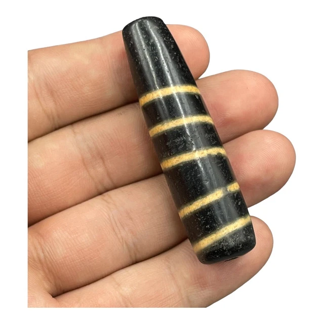Unique Sassanian Ancient Tibetan Old Etched Agate FIVE Stripes Dzi Bead Amulet