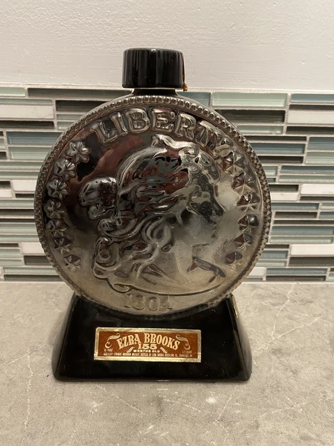 Vintage Ezra Brooks ‘1804 Liberty Coin’ Whiskey Decanter - Empty