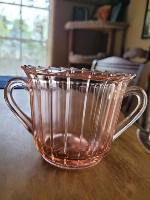 Pink Depression Glass Sierra  Pinwheel Jeannette  Sugar Bowl -no Lid / 1930s