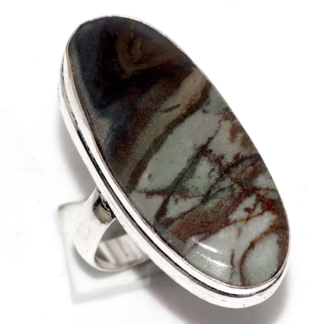 925 Silver Plated-Picasso Jasper Ethnic Gemstone Ring Jewelry US Size-8 JW