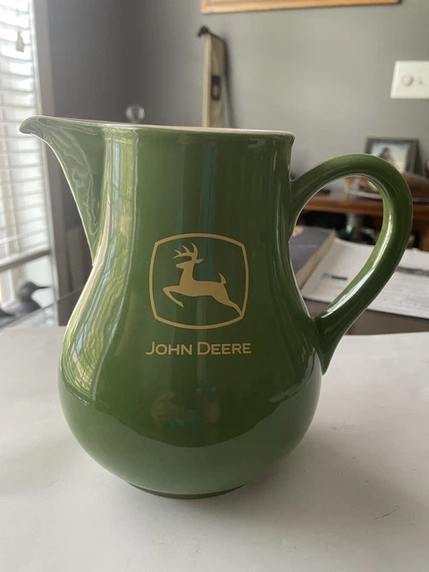 John Deere Heavy Ceramic Milk Pitcher New Mint Condition