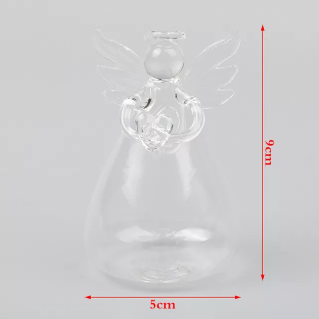 1Pc Angel Shaped Transparent Glass Flower Vase Hanging Plant Vase Garden Decor