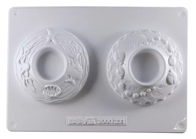 Stampo con 2 FORME PORTACANDELA FORMINE MOLDS coccinelle mare per gesso ceramico