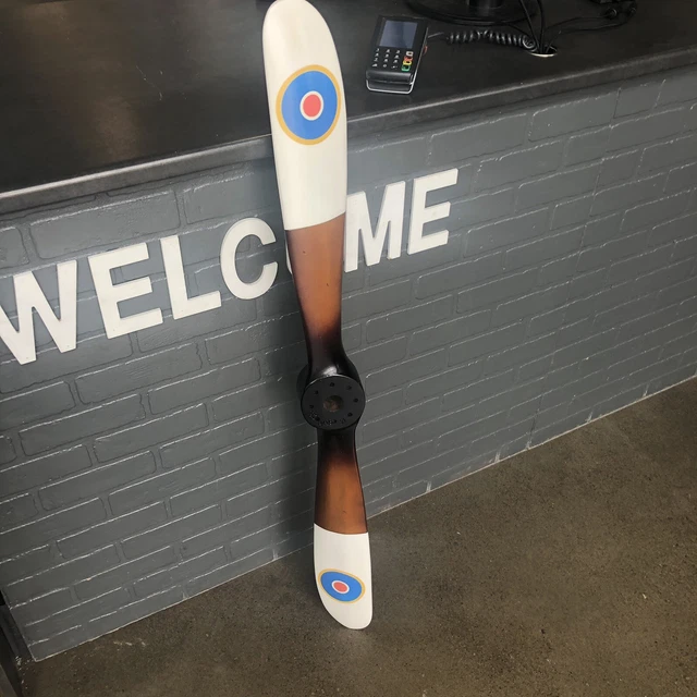 Wwii Raf Airplane Wooden Propeller Replica Vintage Aircraft Decor 47"