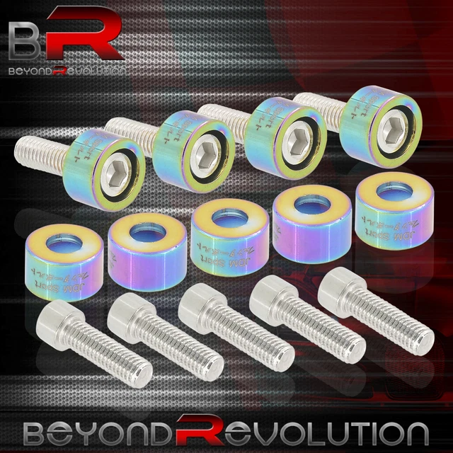 For Acura Honda JDM Neo Chrome 8MM Engine Header Cup Bolts Washers Kit