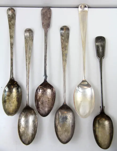 6 Large Stuffing Spoons Flatware Silverplate Lot Vintage Craft Reuse Repurpose
