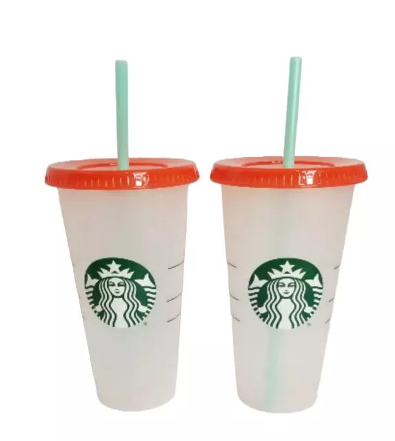 (2) Starbucks Summer 2021 Color Changing Swirl Confetti Reusable 24 Oz Cold Cup 3