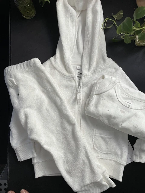 NWT- Carter's Baby Girl or Boy, White,Terry Cotton 3-piece, 9 Months