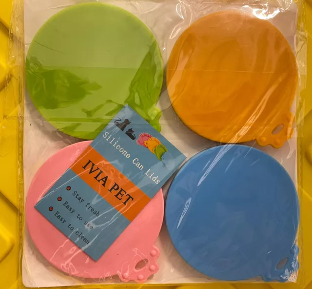 4PCS of Pet Food Can Cover Silicone Reusable Cap Can Lids for Dog and Cat Food