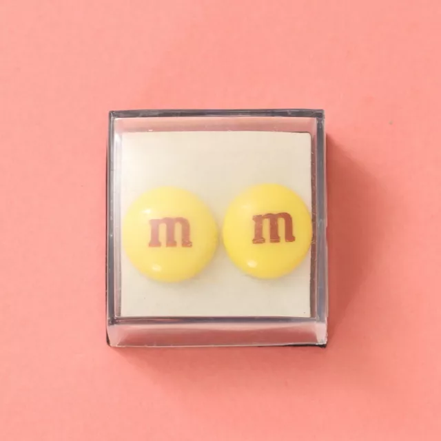 Novelty 1990’s Yellow M&M’s Chocolate Stud Earrings 2