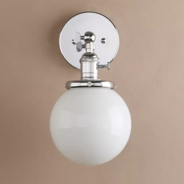 Pathson Retro Industrial Wall Lamp Globe White Glass Sconce Up Down Wall Light 2