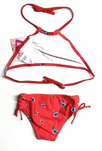 Kanu Surf Little Girls' Halter Bikini 2-Pcs UPF-50 Swimsuit (Morgan Red, Size 7) 2