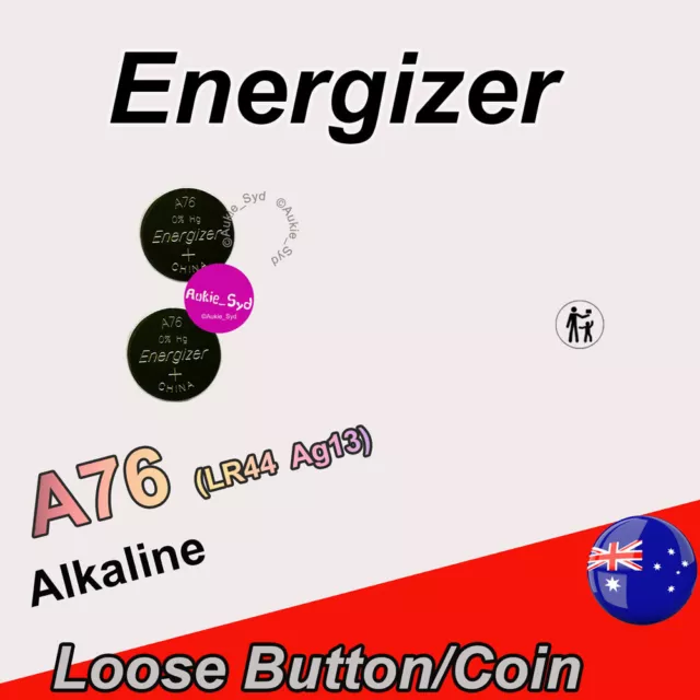 2 x Energizer Industrial LOOSE A76/LR44/ AG13 1.5V Battery Coin Button Cell