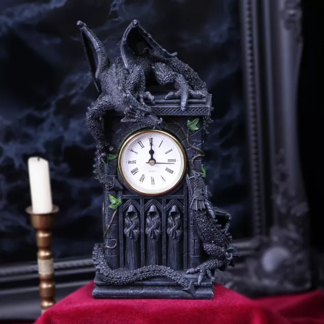 Nemesis Now Duelling Dragons Mantel Clock Dark Tower Fantasy Gothic Gift 26cm