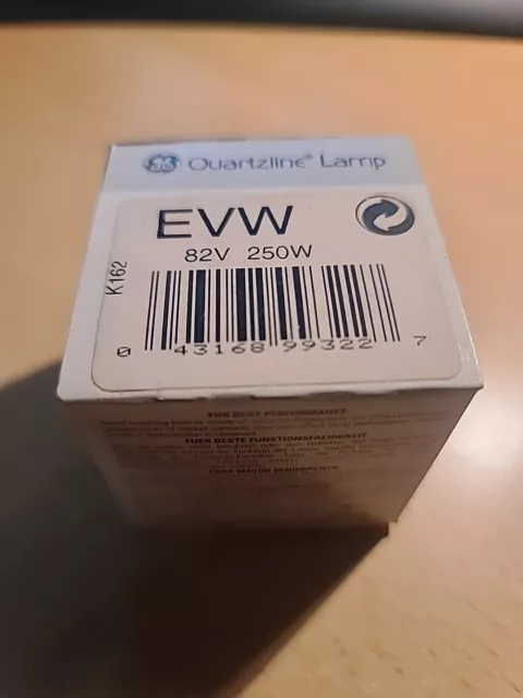 GE Quartzline EVW Lamp / Bulb - OEM - 82V - 250W Projector Bulb - New, Old Stock