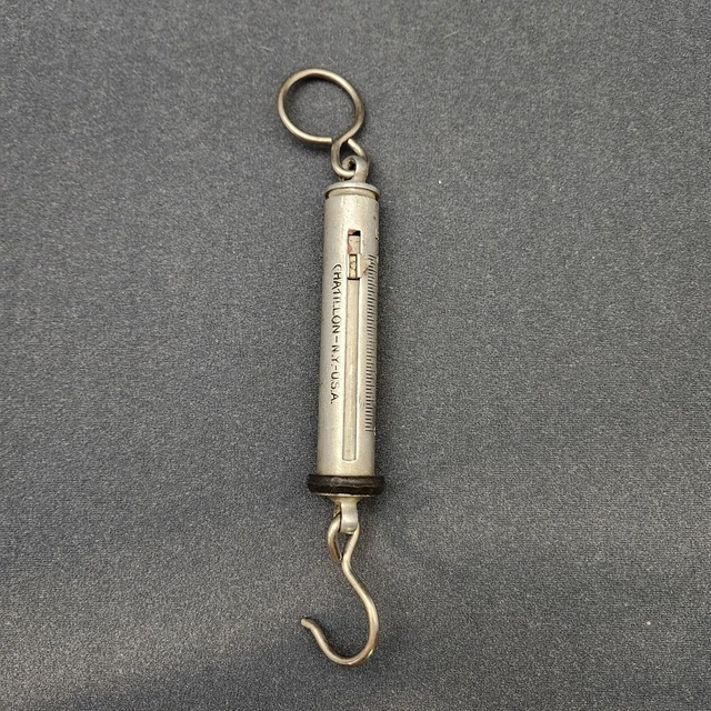 VINTAGE CHATILLON CYLINDER Hanging Spring Balance Scale 30lb Hook Made ...