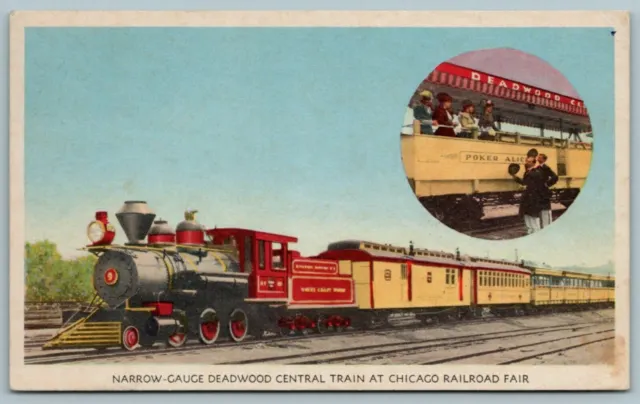Circa 1949 Chicago Railroad Fair Train Deadwood Postcard