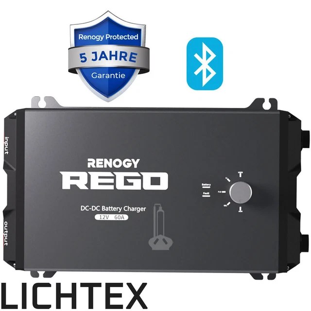 Cargador RENOGY Transformador de carga DC - DC Batería Cargador 12V 60A REGO con Bluet