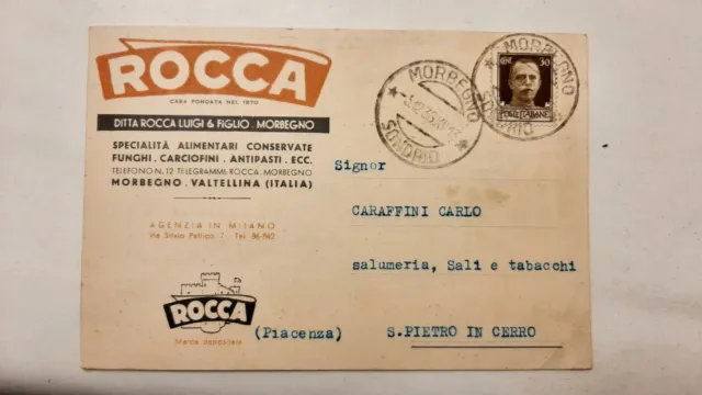 Sondrio , Morbegno , Ditta Rocca , Alimentari , Viaggiata 1936 , Perfetta
