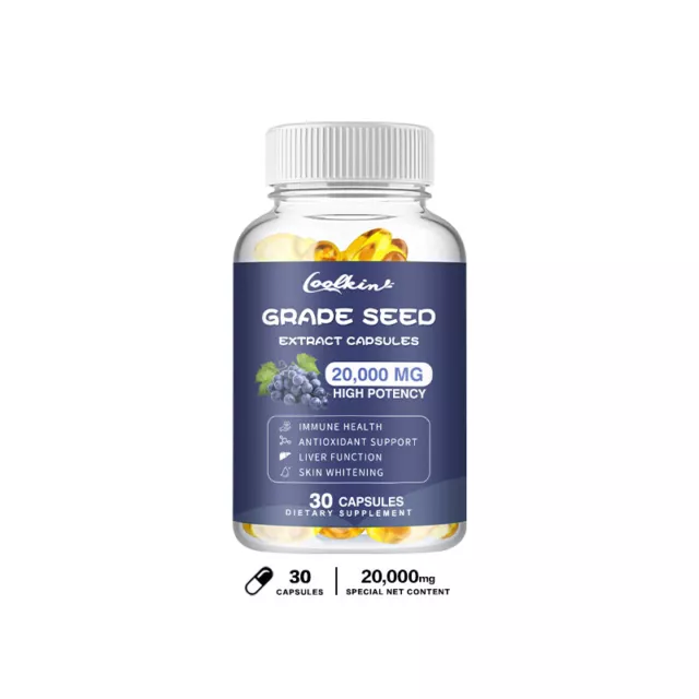 Grape Seeds Extract Capsules 20,000mg - 95% Polyphenols, Antioxidant Support