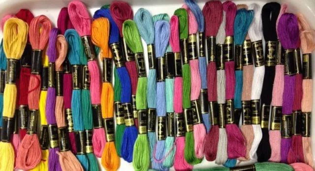 New 25 Anchor Cross Stitch Skeins Cotton Embroidery Thread Floss Assorted Colour