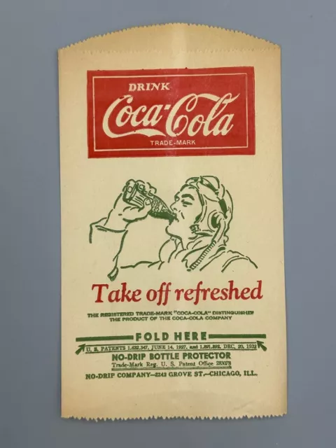 1940s WWII Era COCA-COLA NO-DRIP Bottle Protector AVIATOR Pilot Vintage Original