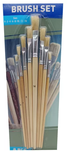 Pinsel Set 8er Borstenpinsel Malpinsel Flachpinsel Brush Set Schule Hobby Malen