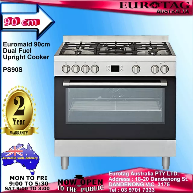 Euromaid 90cm Dual Fuel Upright Cooker PS90S BRAND NEW 2 YEARS WARRANTY